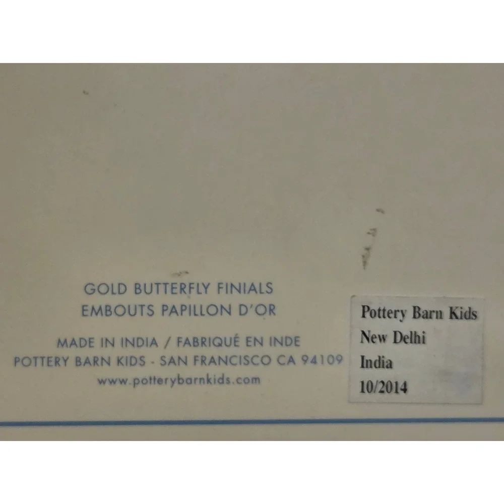 Pottery Barn Kids Gold Butterfly Finials Set of 2 Curtain Rod Ends New